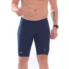 Bermuda De Compressão Masculina Com Bolso Corrida