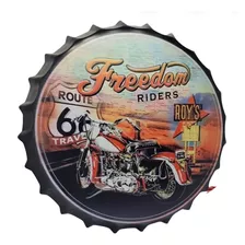 Letrero Forma De Tapa Adorno 35 Cm Ruta 66 Freedom Riders 