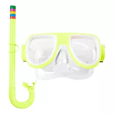 Kit Máscara Oculos Mergulho Snorkel Respirador Infantil Cor Verde Neon