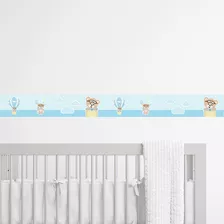 Faixa Decorativa Ursinho Baloeiro Adesivo Quarto Bebê Infant Cor Ursinho Baloeiro Azul