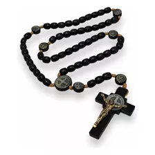 Terço São Bento De Madeira Intercessor Preto Grande