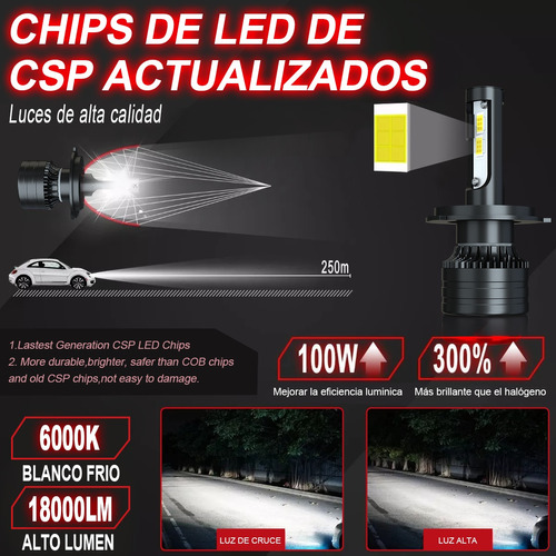 H3 H4 9003 Luz Alta Y Baja Kit De Focos Led Para Chevrolet Foto 5