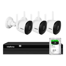 Kit 3 Câmeras Wifi Im5 Intelbras + Nvr 4 Canais + Hd 1tb