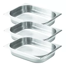 Kit 3cubas Gastronomicas Gn1/2x65mm Profundidade Em Aço Inox