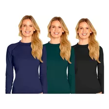 Blusa Uv Com Proteção Solar Kit C/3 Unid. Qualidade Premium 