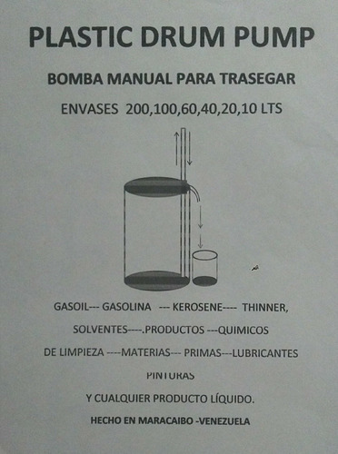 Bomba Para Manual Tambor Gasolina Gasoil Solventes 