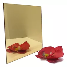  Chapa Espelho Acrilico Dourado 50cm X 40cm X 2mm Esp.
