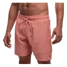 Short Masculino Mauricinho Linho Leve Slim Top Vintage Rosa