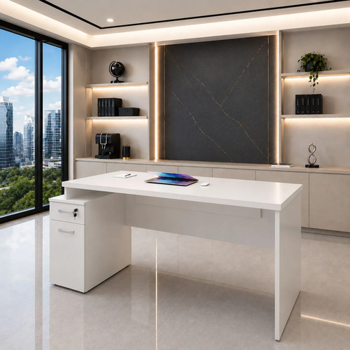 Mesa De Escritório Pedestal Diretor 165x70cm Netmobil Branco