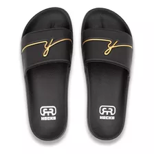 Chinelo Hocks Slide Preto Black Filigrama Golden Original