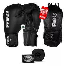 Kit Luva De Boxe Muay Thai Mma Bandagem Preta 04oz