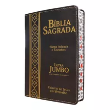 Bíblia Jumbo Letra Extra Gigante E Harpa E Marrom Com Índice