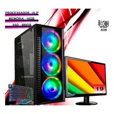 Pc Cpu Gamer I5 16gb Ssd 480gb C/ Kit Monitor Video 4gb