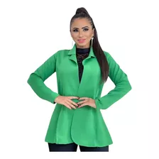 Blazer Verde Feminino Verão Inverno Maxi Alongado Neoprene