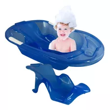 Bañera O Tina De Baño Plastico Con Soporte Para Bebe Azul