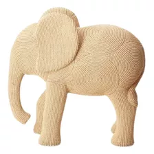 Escultura Elefante Em Poliresina Bege Estilo Tecido G