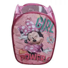 Canasto Para Ropa Plegable Disney Minny Rosado 48cm