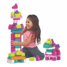 Brinquedo Educativo Sacola De 80 Blocos De Construção Rosa
