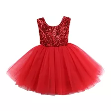 Vestido Infantil Menina Festa Brim Tule Vermelho+ Lantejoula