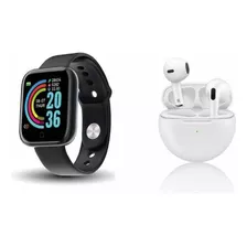 Reloj Smartwatch D20 Negro + Auriculares Inalámbricos Blanco