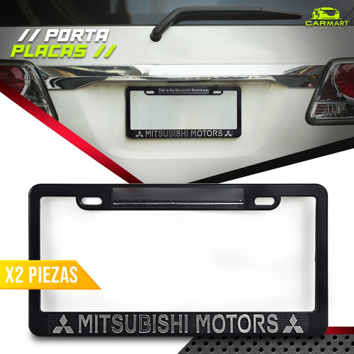 Marcos Porta Placas Plstico Negro Letra Cromada Mitsubishi Foto 6