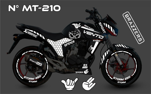 Kit Stickers Calcomanias Reflejantes Vento Storm Tornado 250 Foto 2