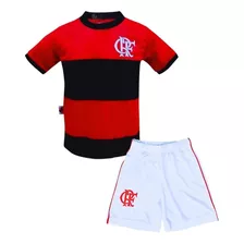 Uniforme Infantil Flamengo Listrado Shorts Branco Oficial