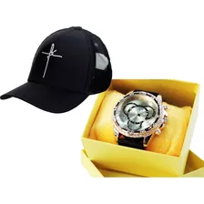 Relógios Masculino Silicone Luxo +bone Fé Presente Caixa Top Cor Da Correia Dourado Cor Do Bisel Dourado Cor Do Fundo Dourado