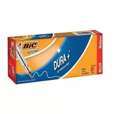 Bolígrafo Bic Cristal Dura + Punto Mediano Con 12 Pzas Color Del Exterior Rojo