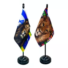 Kit C/ 2 Bandeira Bandeirinha De Mesa Pedestal Missões 