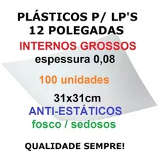 100 Plásticos Internos 0,08 Grossos Antiestáticos Lp Vinil
