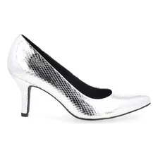 Zapatilla De Vestir Vazza Color Plata Con Textura Para Mujer