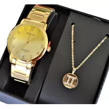 Relogio Mondaine Feminino Dourado Original Medio 