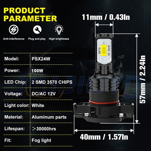 Bq Kit De Faros Led H11 Psx24w Para 2010-2014 Volkswagen Foto 9