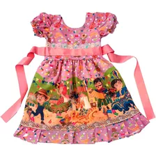 Vestido Junino Infantil Criança Menina Festa Com Forro