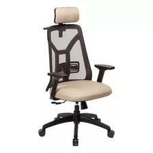 Silla De Escritorio Portantino Tokio Con Apoyacabezas Ergonómica Negra Y Vison Con Tapizado De Mesh