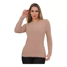 Blusa De Frio Feminina Pelinho Comprido Manga Longa 