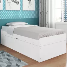 Cama Solteiro Baú Cinthya Branco Com Colchão