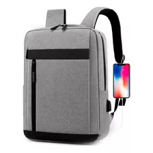 Mochila Porta Notebook Laptop C/puerto Usb Impermeable Atrix Color Gris