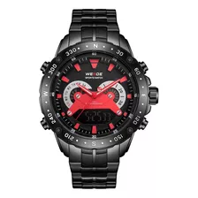 Relógio Masculino Weide Anadigi Wh8501b - Preto E Vermelho