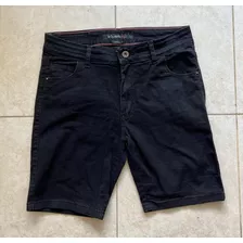 Bermuda Jean Negra Mujer Talle S(como Talle 38) Marca Sólido