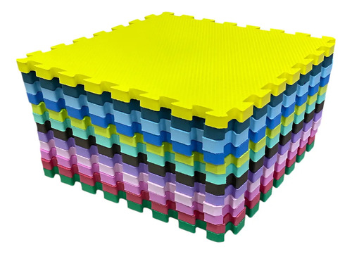 Kit 10 Tapete Tatame Eva 50x50x2cm 20mm Fitness Bebe Colorido