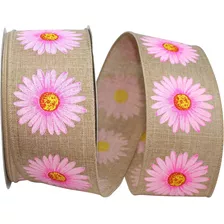  A Daisy Linen Wired Edge Ribbon, 212 Pulgadas X 20 Yar...