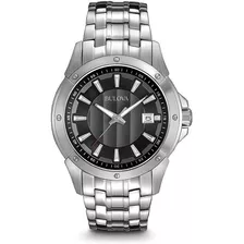 Relógio Bulova 96b169 Classic Round Orig Anal Silver Black