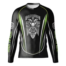 Camiseta Manga Longa Proteção Uv50 Harley Davidson Praia Md4