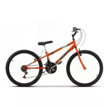 Bicicleta De Passeio Ultra Bikes Bike Rebaixada Aro 24 18 Marchas Freios V-brakes Cor Chrome Line Orange