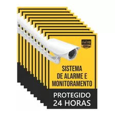 20 Placas Sinalizadora Sistema De Alarme E Monitoramento 24h