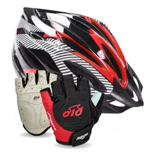 Capacete Bike + Luva Ciclismo Meio Dedo Mtb Bicicleta Speed