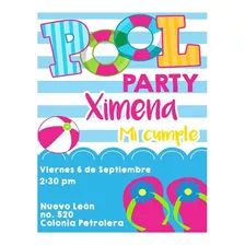 Invitaciones Digitales Pool Party Albercada Fiesta Piscina