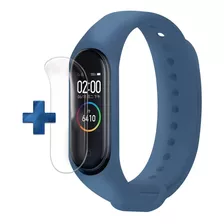 Reloj Inteligente M5 Smart Band Pulsera Fit + Hidrogel Otec Color Del Bisel Azul